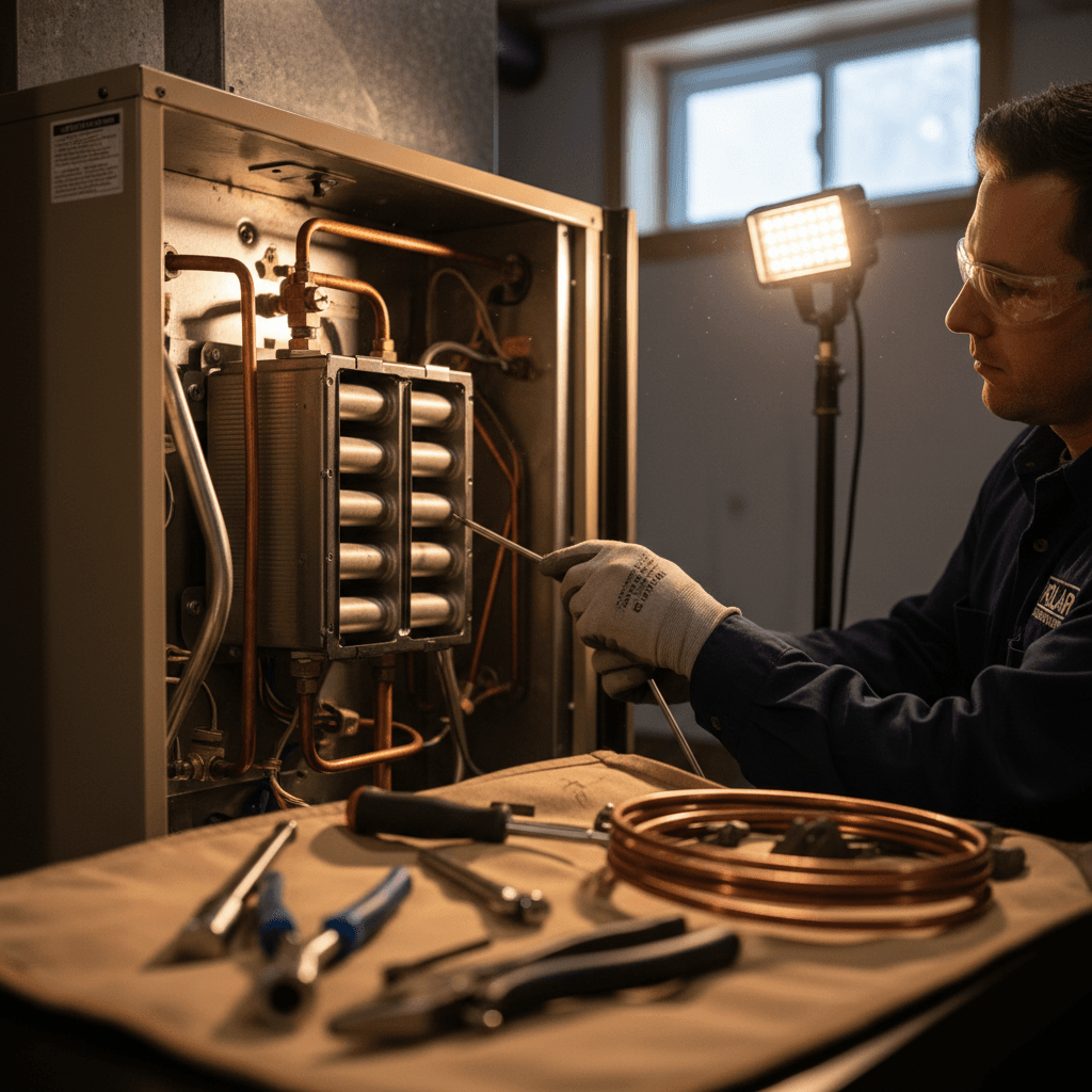 HL INDUSTRIES LLC technician installing HVAC system